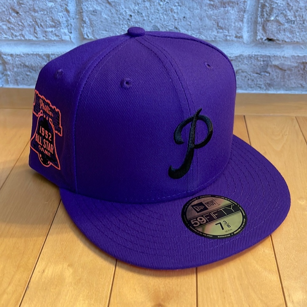 NEW ERA 59FIFTY PHILADELPHIA PHILLIES FITTED HAT SIZE 7 3/8 PINK UV 1952 PATCH
